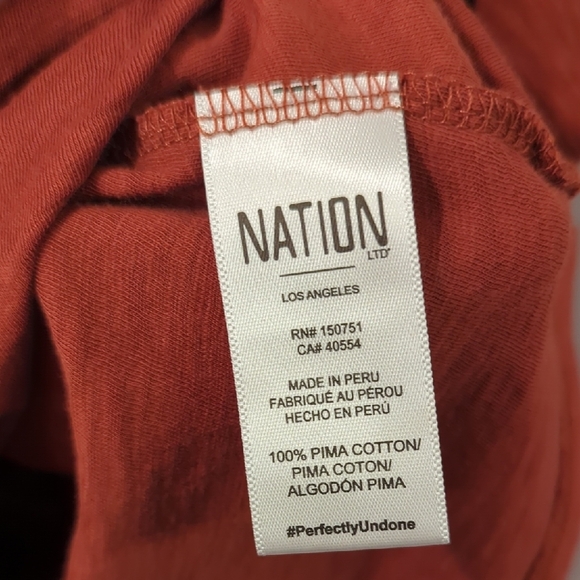 Nation LTD Dawn Femme Turtleneck Top in Red Clay size XL 100% Pima Cotton - Picture 6 of 11